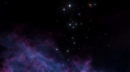 Naklejka premium Cosmic nebula in space among stars and galaxies. Gas dust clouds nebula in outer space. Birth and expansion of universe. Formation of stars and planets from the nebula. 3d render