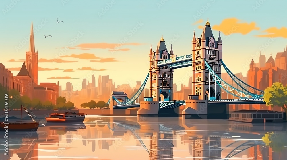 Wall mural background london. engaging banner design featuring iconic landmarks of london in a captivating illu