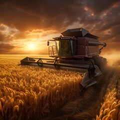 Harvester in a field