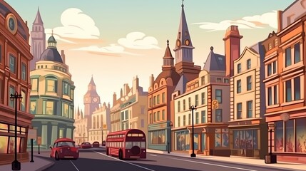 Background London. Vibrant abstract background illustration inspired by the bustling cityscape of London. Generative AI.