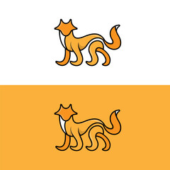 outlined fox logo design illustration in cartoon style