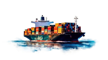 Container ship in the sea. Freight transportation and logistics concept. Generative AI.