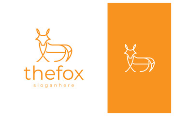 simple fox logo design illustration in outline style