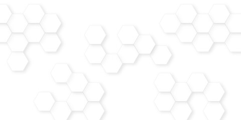 Abstract white and grey seamless hexagon pattern background. Abstract hexagonal concept technology background. Vector Illustration