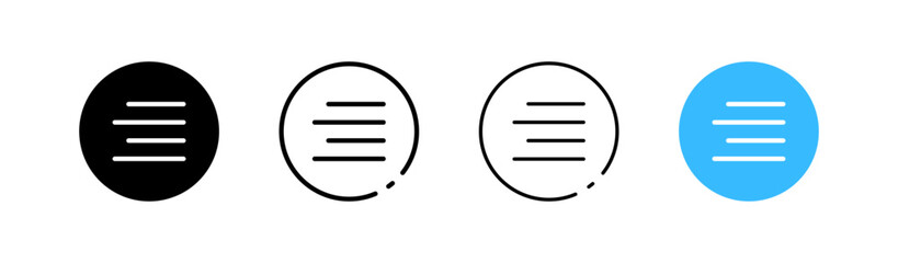 Right alignment. Different styles, color, right alignment button. Vector icons