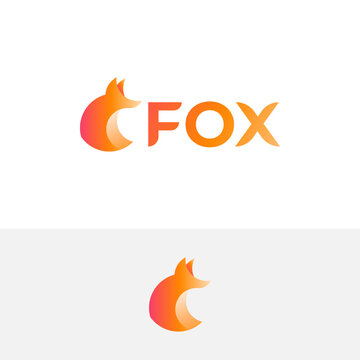modern minimal fox head logo design with gradient color