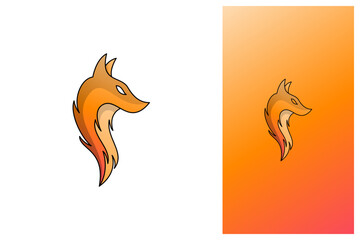 simple minimal modern outlined fox logo design illustration with gradient color