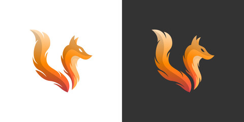 modern minimal fox logo design with gradient color