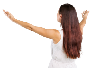 Freedom happy woman feeling alive and free with open pulms