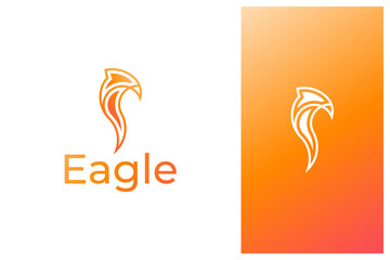 simple minimal modern outlined eagle head logo design illustration with gradient color