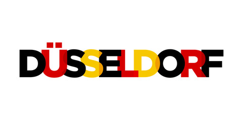 Dusseldorf Deutschland, modern and creative vector illustration design featuring as a graphic symbol and text element, set against a white background