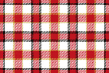 Plaid background, check seamless pattern in red. Vector fabric texture for textile print, wrapping paper, gift card or wallpaper.