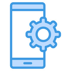 Settings smartphone blue line icon, use for website mobile app presentation