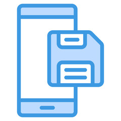 Save smartphone blue line icon, use for website mobile app presentation