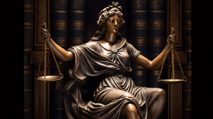 Statue of justice on a table