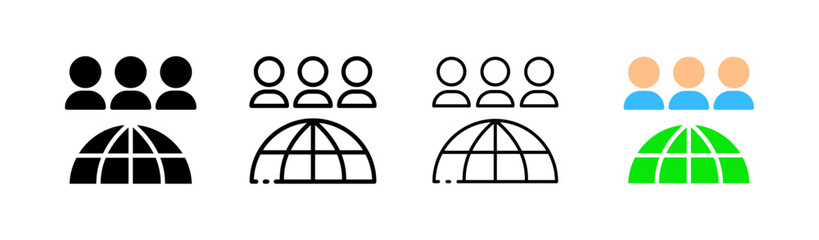 Network. Different styles, color, global network. Vector icons.