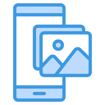 Gallery smartphone blue line icon, use for website mobile app presentation