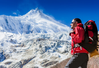Fototapeta na wymiar Hiking in Himalaya mountains