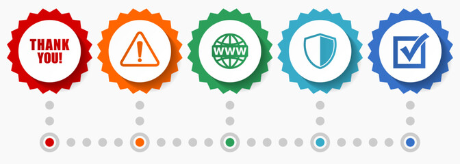 Internet vector icons, flat design web badges collection, business infographic template