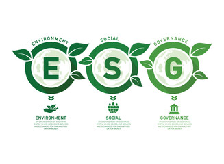 ESG infographics environmental, social and governance concept business investment analysis green corporate sustainability strategy vector