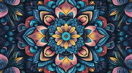 background with mandala art flowers, abstract colorful design art