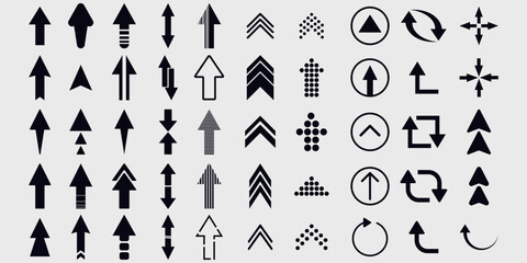 Set of Arrows Vector Icon. Collection Modern Simple Arrows.