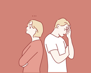 Angry, arguing, breakdown or divorce people. Hand drawn style vector design illustrations.