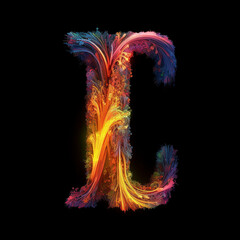 Generative ai. Capital letter I neon color on black background