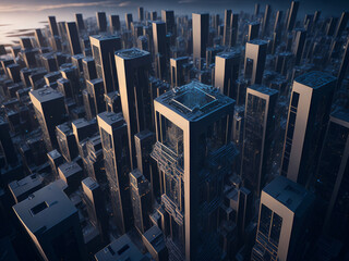 Fractal futuristic cubic city. AI Generated