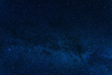 blue starry night sky with the milky way and galaxies. Astrophotography with many stars and constellations
