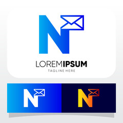 Letter N Initial Email Message Logo Design Vector Icon Graphic Emblem Illustration 
