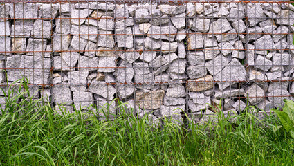 Gabion Stone Fence, Retaining Wall Gabion Baskets, Stones in Wire Mesh, Modern Garden Gravel Border