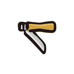 Folding knife - Camping and outdoor gear icon/illustration (Hand-drawn line, colored version)