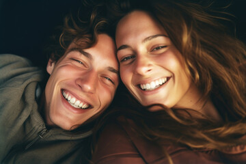 portrait of a happy couple being very in love