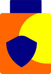 suntan lotion bottle with a sun draw