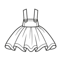 Skirt with bib and straps outline for coloring on a white background