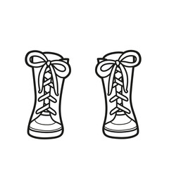 Lace-up high boots outline for coloring on a white background