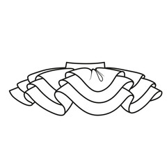 Elegant fluffy three-layer skirt outline for coloring on a white background