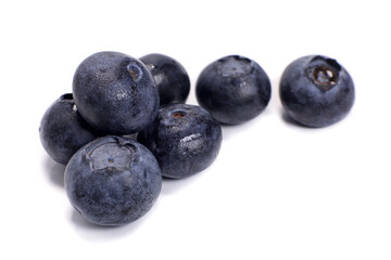 Ripe blueberry isolated on white, healthy food, diet concept