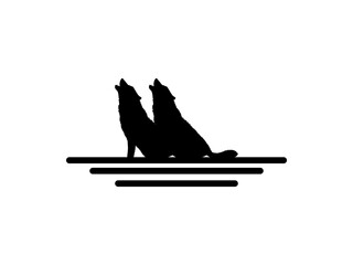 the Howling Wolf Silhouette for Logotype, Art Illustration or Graphic Design Element. Vector Illustration