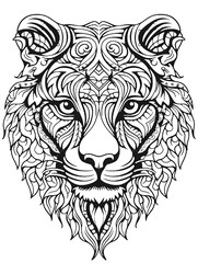 Fototapeta premium Tiger head coloring page