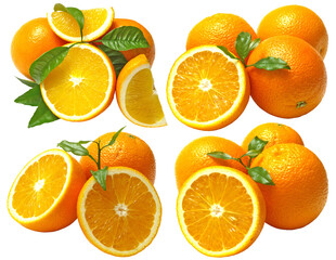 Set of orange fruits isolated