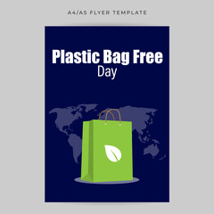 Vector illustration of International Plastic Bag Free Day social media story feed a4 mockup template