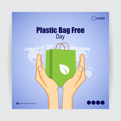Vector illustration of International Plastic Bag Free Day social media story feed mockup template