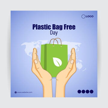 Vector Illustration Of International Plastic Bag Free Day Social Media Story Feed Mockup Template