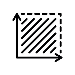 Square area icon. Coordinate axes sign. Coordinate system Flat math graph icon. Measuring land area. Place dimension pictogram. Vector outline illustration isolated on white background.