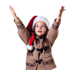 Portrait of beautiful little girl in santa hat