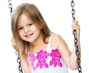 Little Girl Swinging in the Park on an Autumn Day