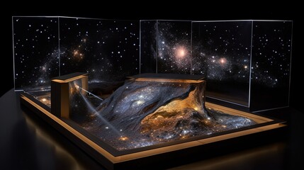Naklejka na ściany i meble Diorama Galaxies featuring a binary system with two galaxies orbiting each other generative ai