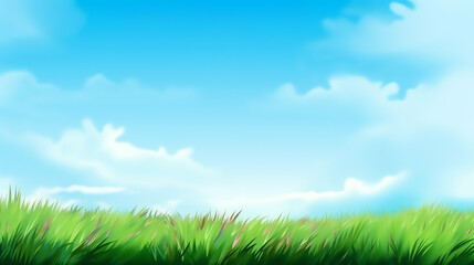 Fototapeta na wymiar blue sky and grass background ai generative